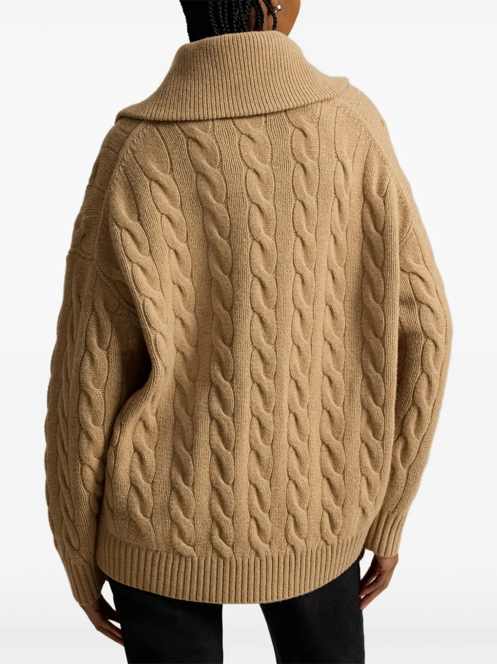 Polo Ralph Lauren Kabelgebreide trui met wijde kraag Beige