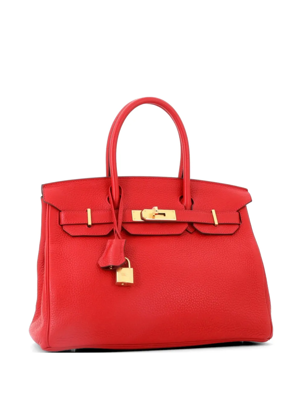 Hermès Pre-Owned Birkin Handbag Red Clemence with Gold Hardware 30 satchel - Rosso