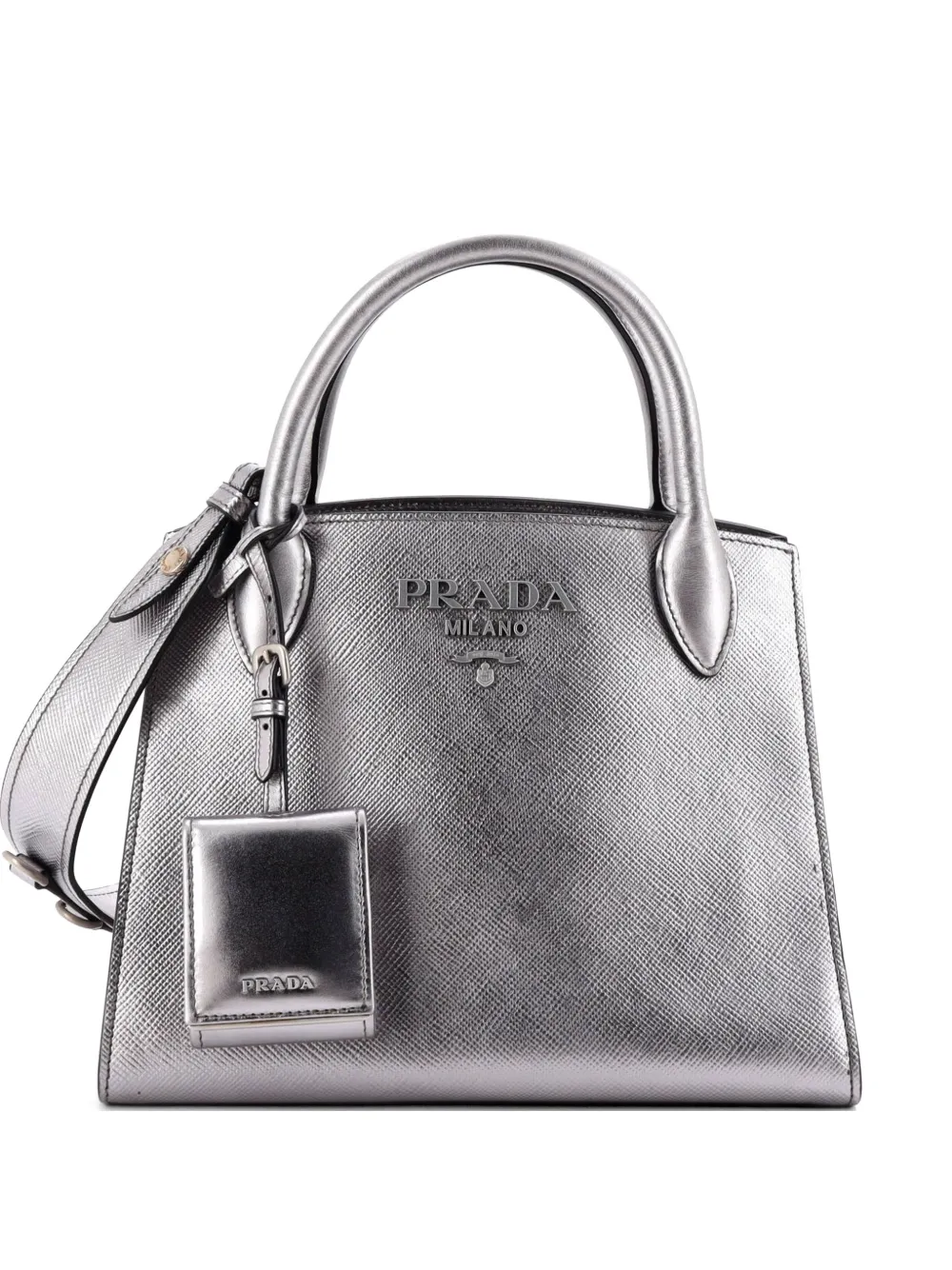 Prada Pre-Owned Monochrome Saffiano with City Calf Small tote bag - Argento