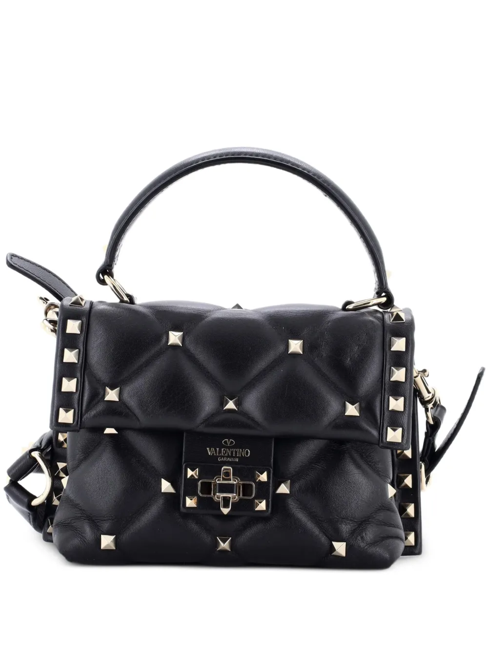 Valentino Garavani Pre-Owned Candystud Top Handle Bag Leather Mini satchel - Nero