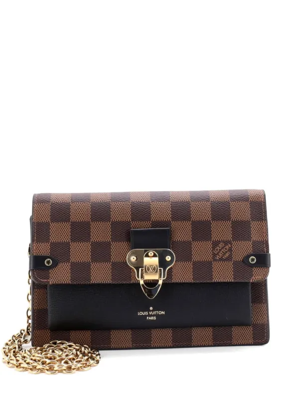 Louis Vuitton Pre-owned Vavin Chain Wallet NM Damier with Leather Crossbody Bag in Black