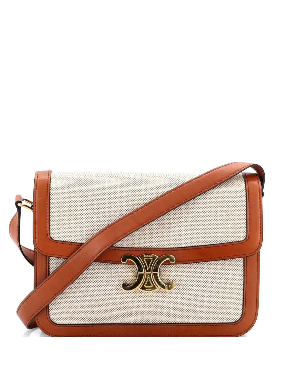 Celine Pre-Owned Triomphe Shoulder Bag Canvas with Leather Medium crossbody bag - Marrone