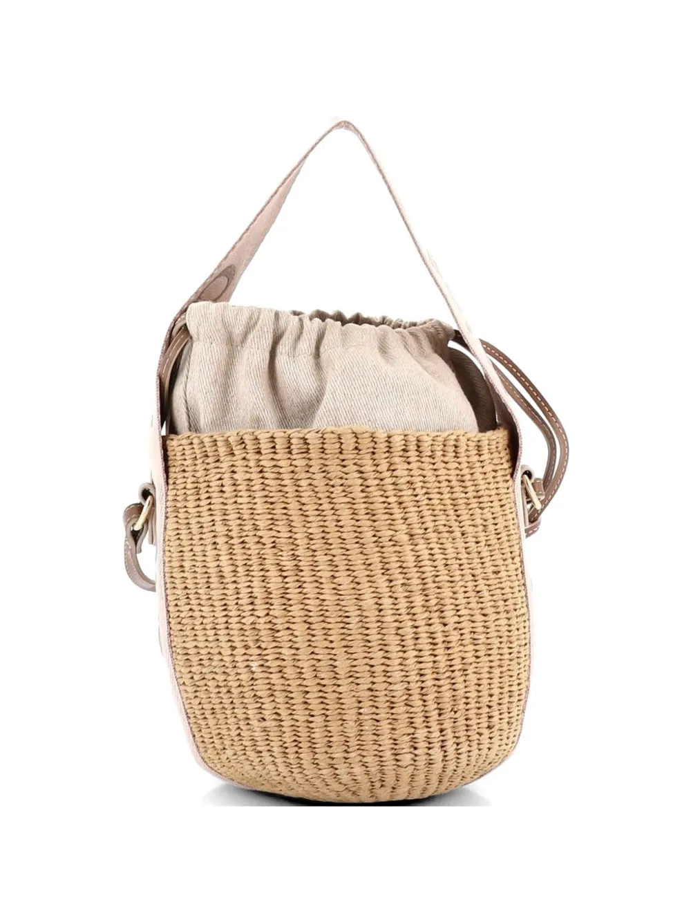  Chloé Pre-owned Woody Basket Tote Woven Raffia Small Bucket Bag - Neutrals 