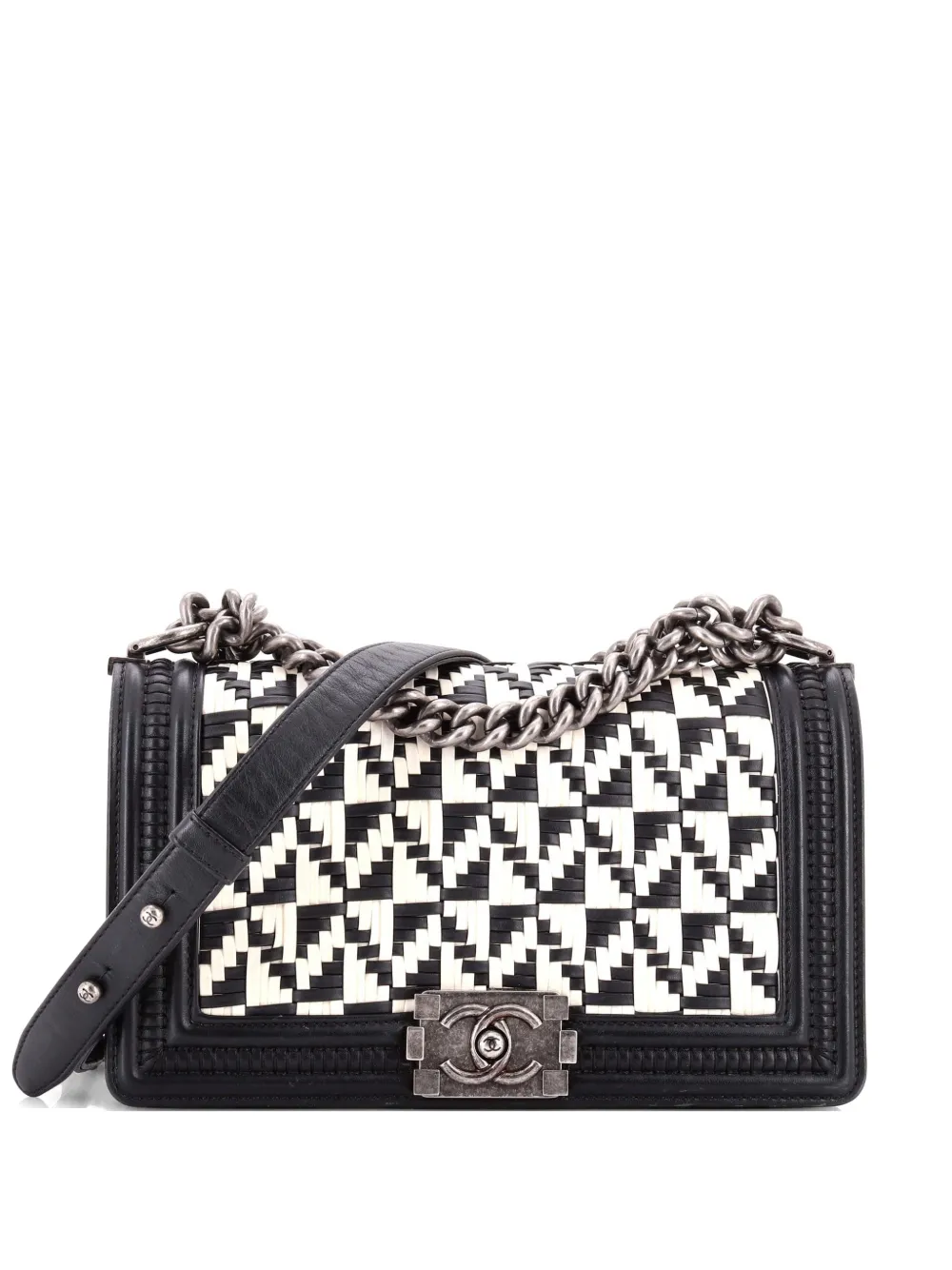 CHANEL Pre-Owned Boy Flap Bag Woven Calfskin Old Medium shoulder bag - Nero