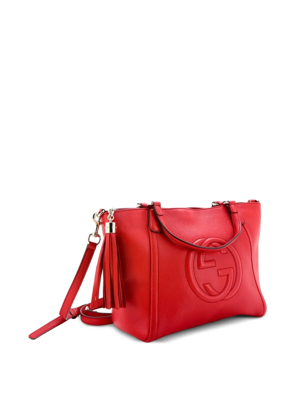 Gucci Pre-owned Soho Convertible Top Handle Bag Leather Small Satchel in Red, view 3