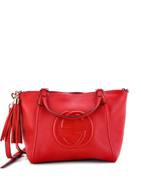 Gucci Pre-owned Soho Convertible Top Handle Bag Leather Small Satchel in Red