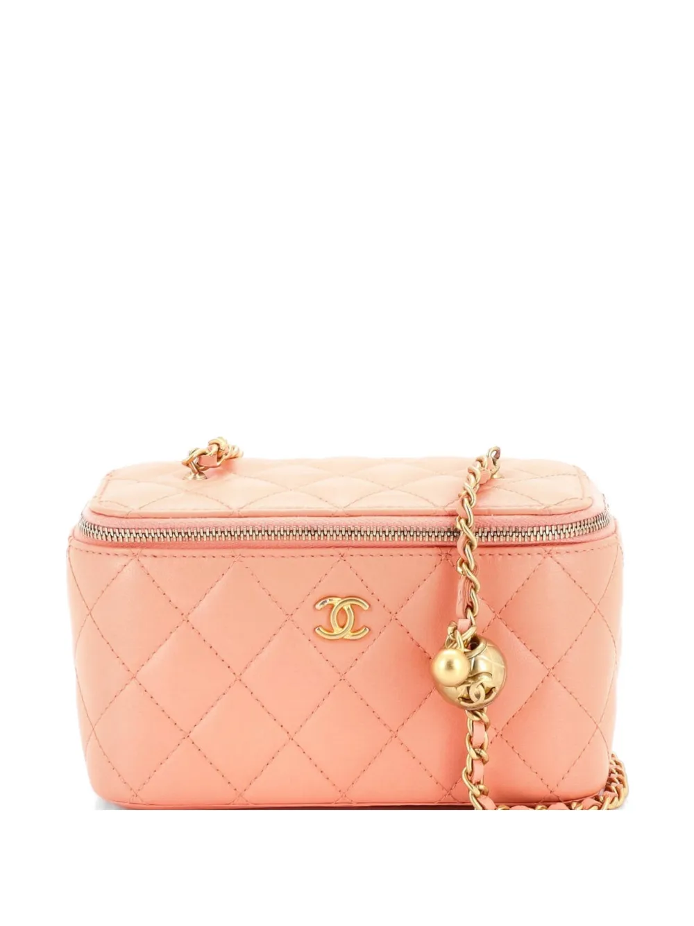 CHANEL Pre-Owned Pearl Crush Vanity Case with Chain Quilted Lambskin Small clutch bag - Rosa