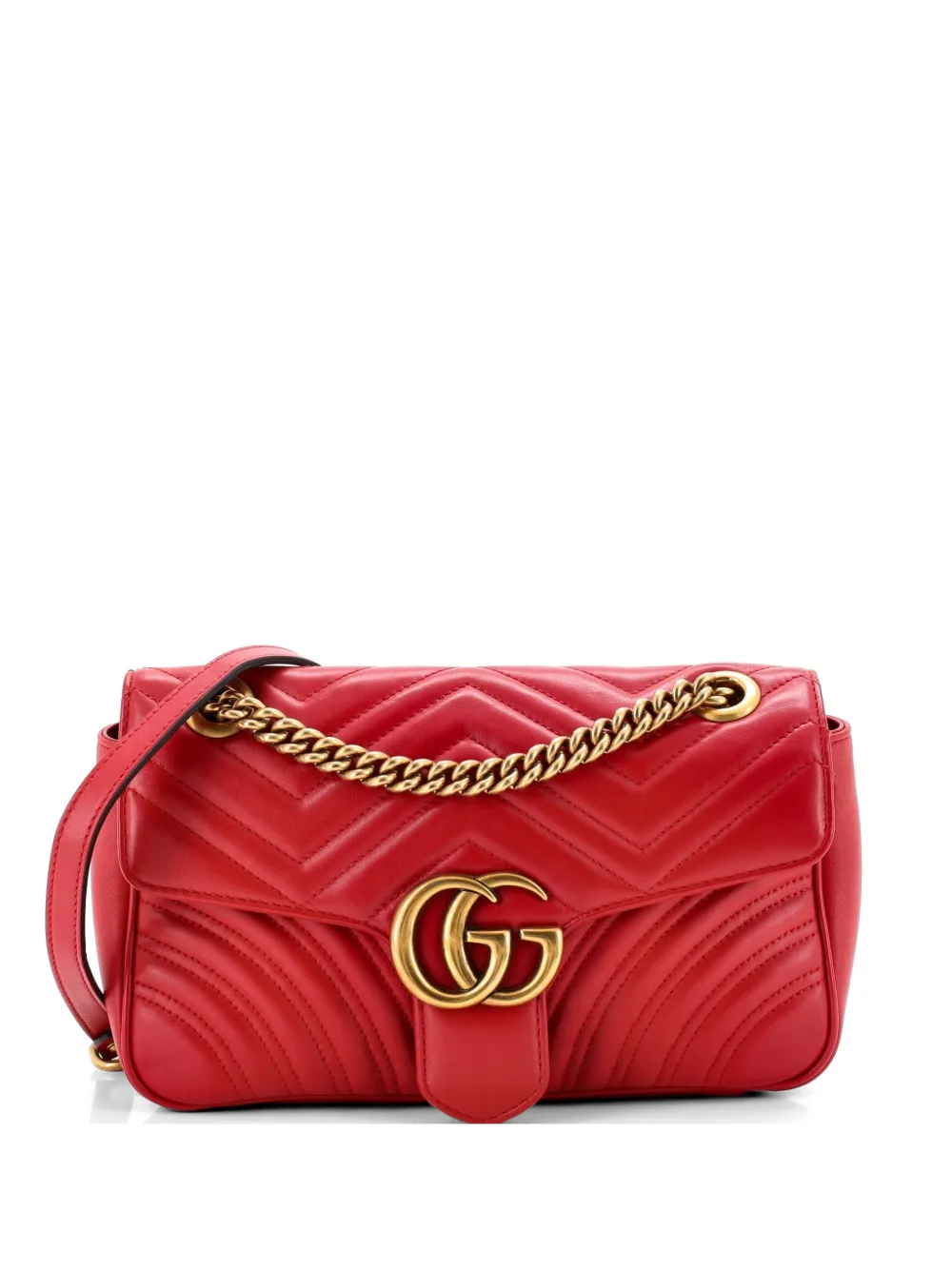Gucci Pre-Owned GG Marmont Flap Bag Matelasse Leather Small crossbody bag - Rosso