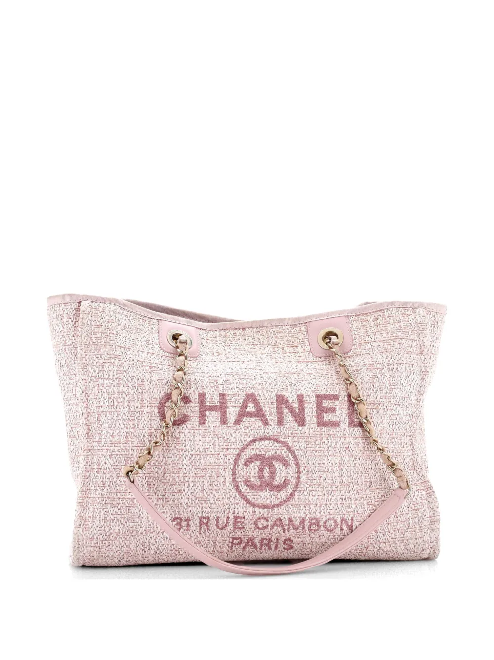 CHANEL Pre-Owned Deauville Raffia with Glitter Detail Small tote bag - Rosa