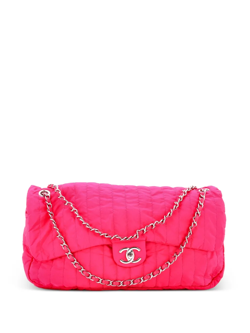 CHANEL Pre-Owned Soft Shell Flap Bag Vertical Quilted Nylon Jumbo shoulder bag - Rosa
