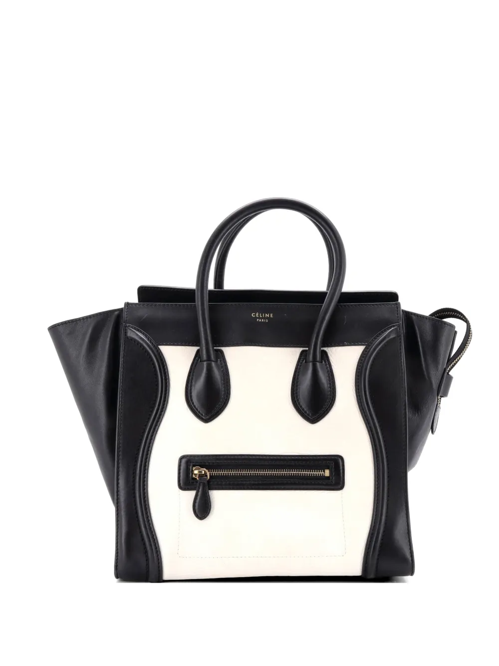 Celine Pre-Owned Bicolor Luggage Bag Leather Mini satchel - Bianco