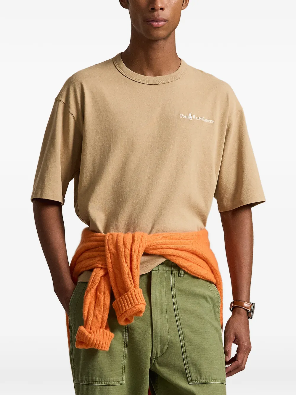Polo Ralph Lauren Ruimvallend jersey T-shirt met logo Beige