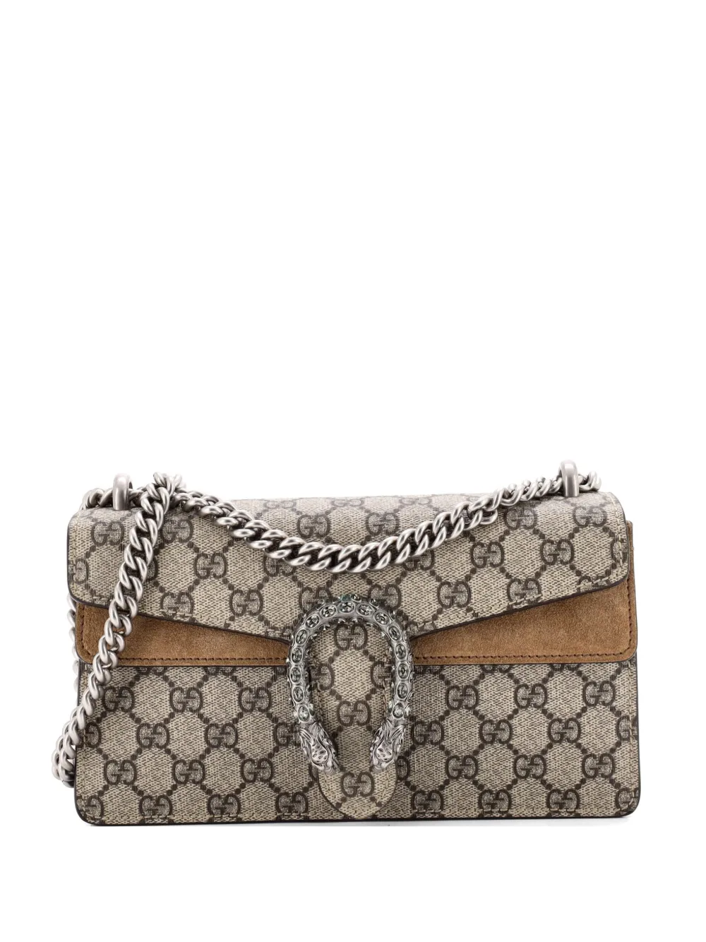 Gucci Pre-Owned Dionysus Bag GG Coated Canvas with Crystal Embellished Metal Small shoulder bag - Marrone