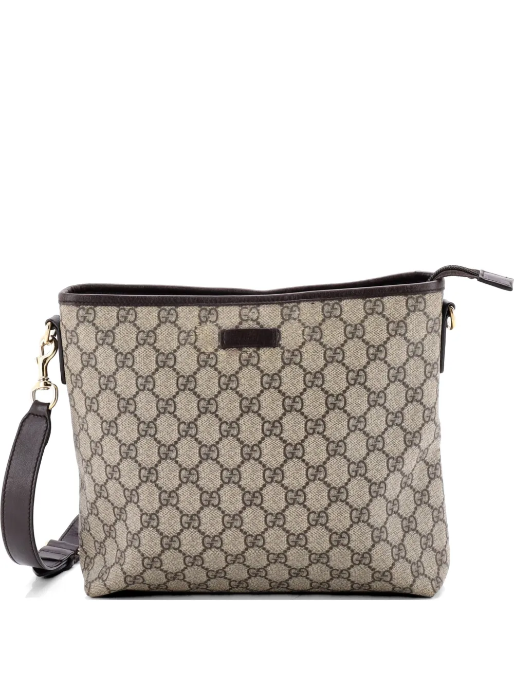 Gucci Pre-Owned Zip Top Messenger Bag GG Coated Canvas Medium crossbody bag - Marrone