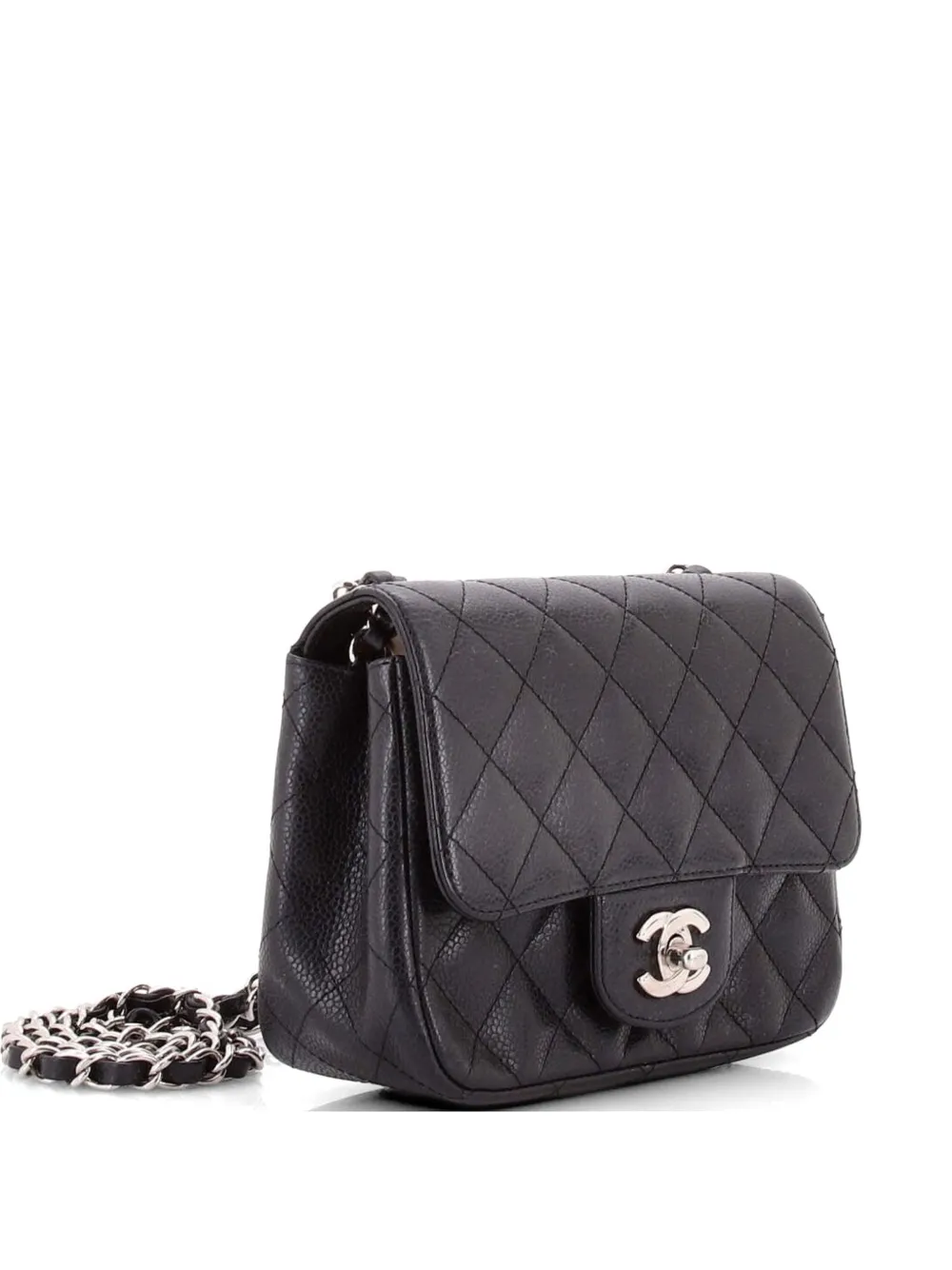 CHANEL Pre-Owned Square Classic Single Flap Bag Quilted Caviar Mini crossbody bag - Nero
