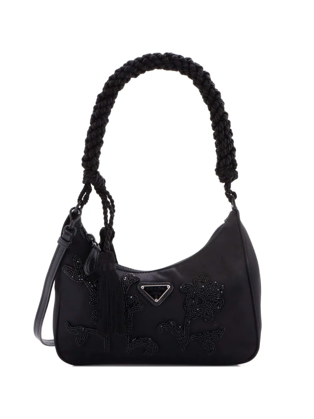 Prada Pre-Owned Re-Edition Shoulder Bag Embellished Tessuto Small crossbody bag - Nero