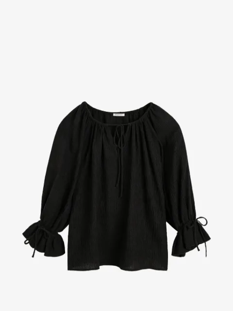 By Malene Birger Rose Weave ruffled tie-fastening blouse