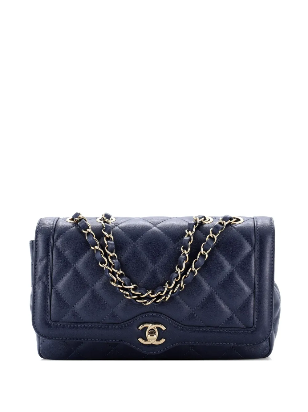 CHANEL Pre-Owned Hold The Line Flap Bag Quilted Shiny Aged Calfskin Medium shoulder bag - Blu