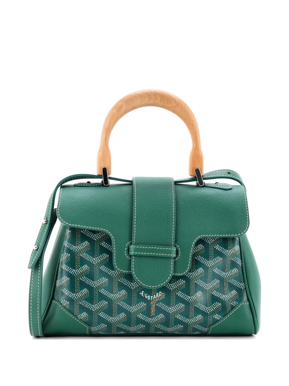 Goyard Pre-Owned Saigon Top Handle Bag Coated Canvas with Leather Mini shoulder bag - Verde