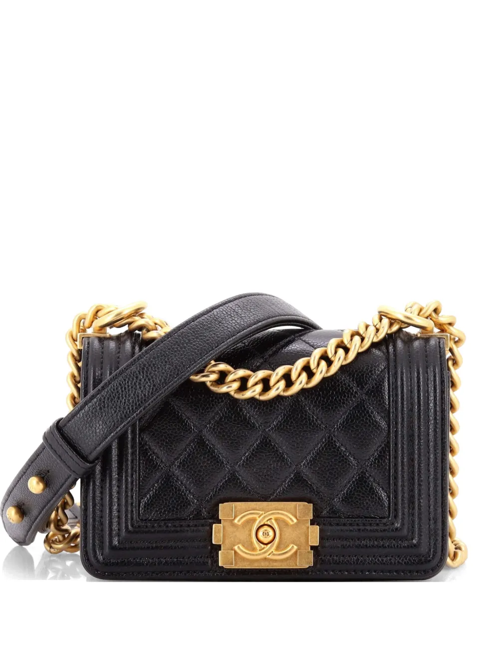 CHANEL Pre-Owned Boy Flap Bag Quilted Caviar Mini crossbody bag - Nero
