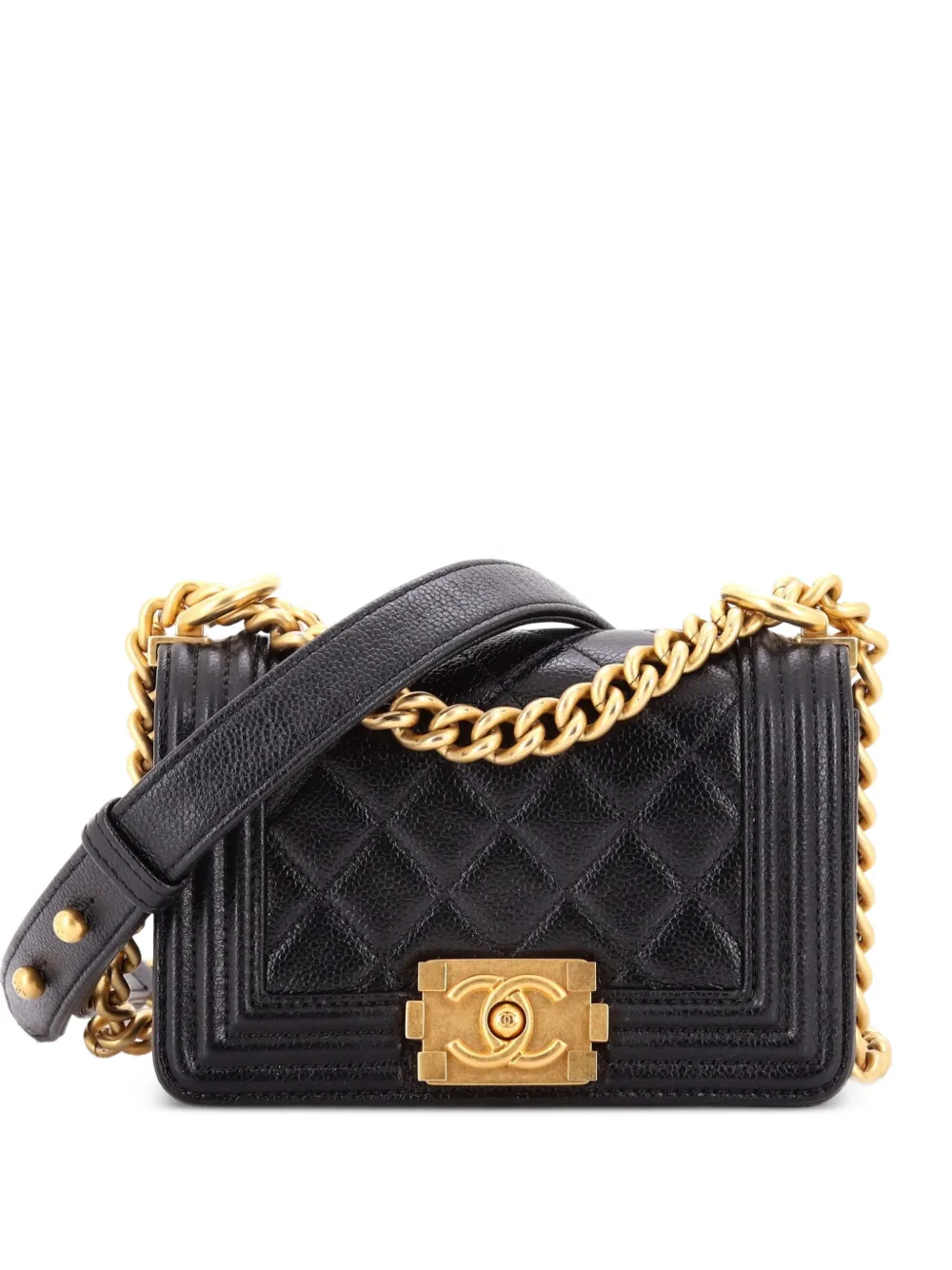 CHANEL Pre-Owned Boy Flap Bag Quilted Caviar Mini crossbody bag - Nero
