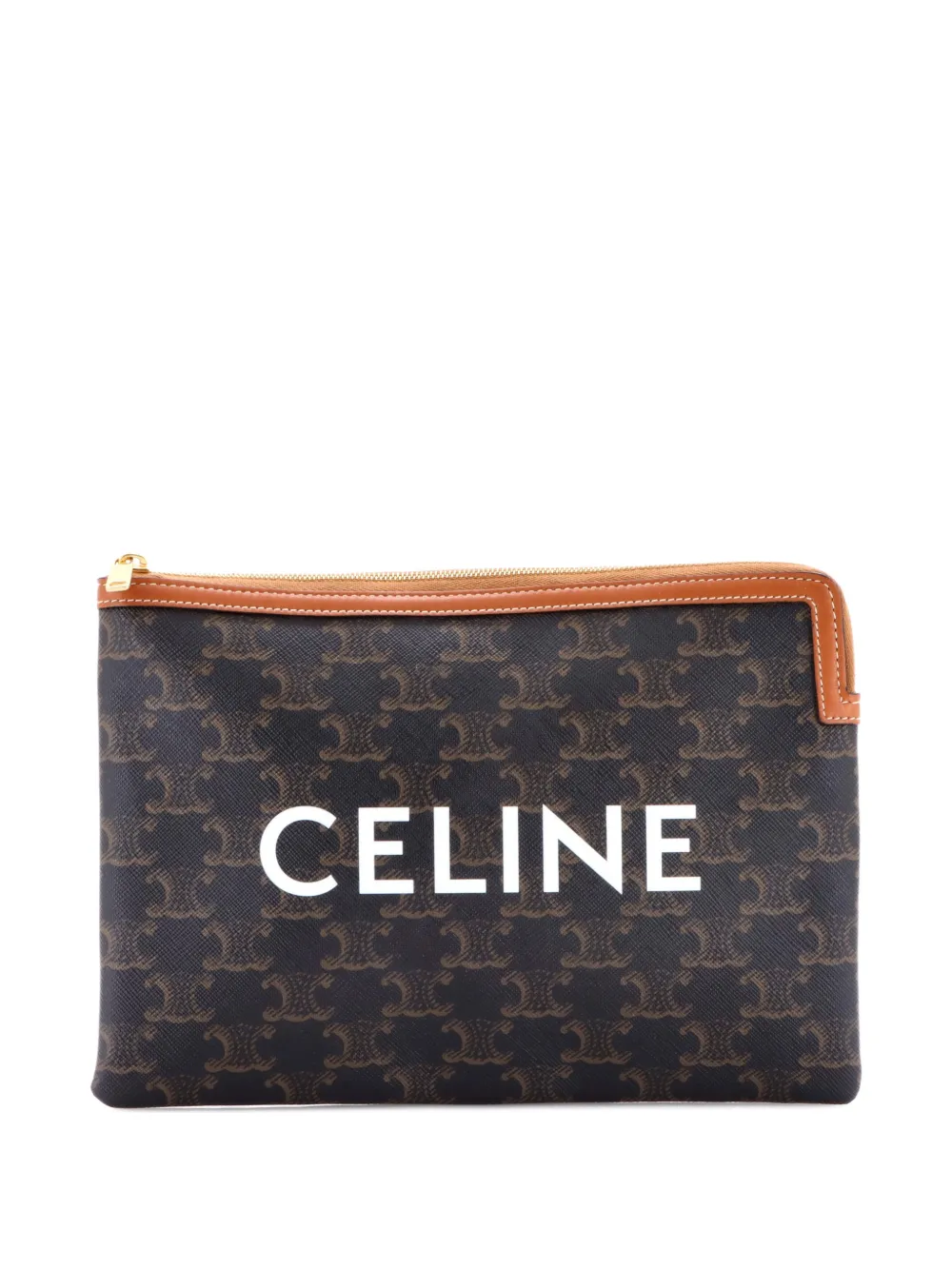 Celine Pre-Owned Zip Triomphe Coated Canvas Small pouch - Braun