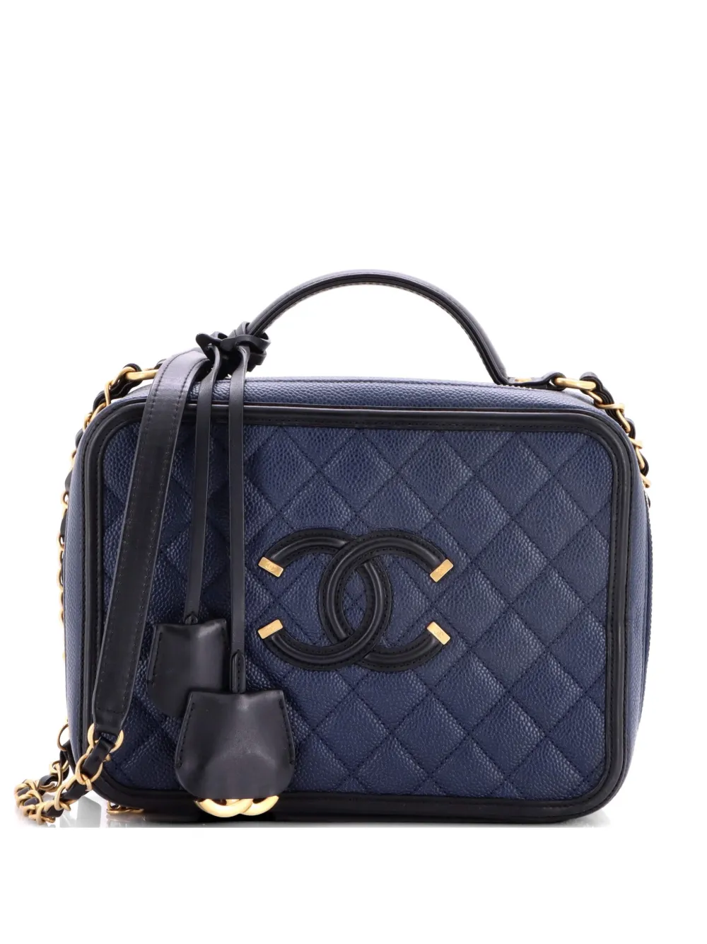 CHANEL Pre-Owned Filigree Vanity Case Quilted Caviar Large crossbody bag - Blu
