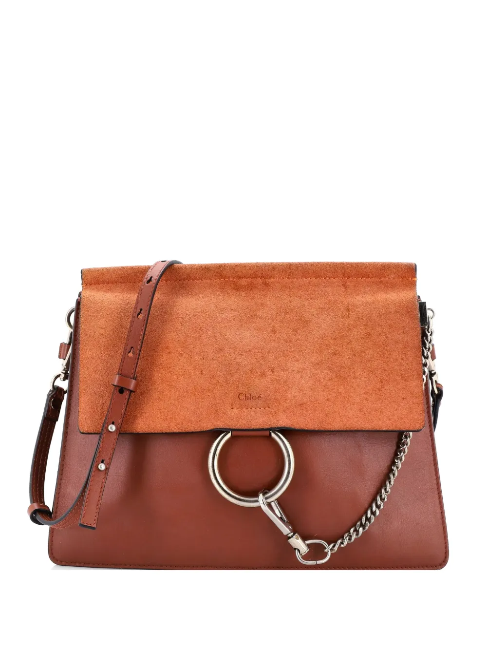 Chloé Pre-Owned Faye Leather and Suede Medium shoulder bag - Marrone