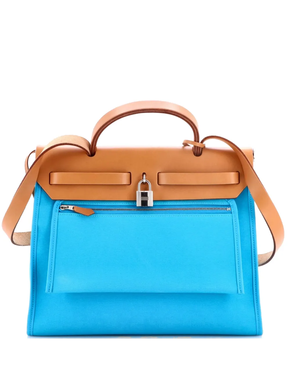 Hermès Pre-Owned Herbag Zip Verso Leather and Toile 31 shoulder bag - Blu