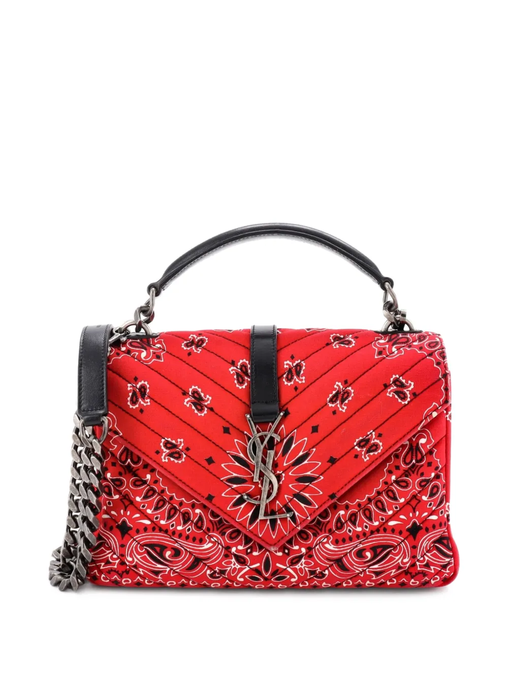 Saint Laurent Pre-Owned Classic Monogram College Bag Matelasse Chevron Bandana Canvas Medium crossbody bag - Rosso