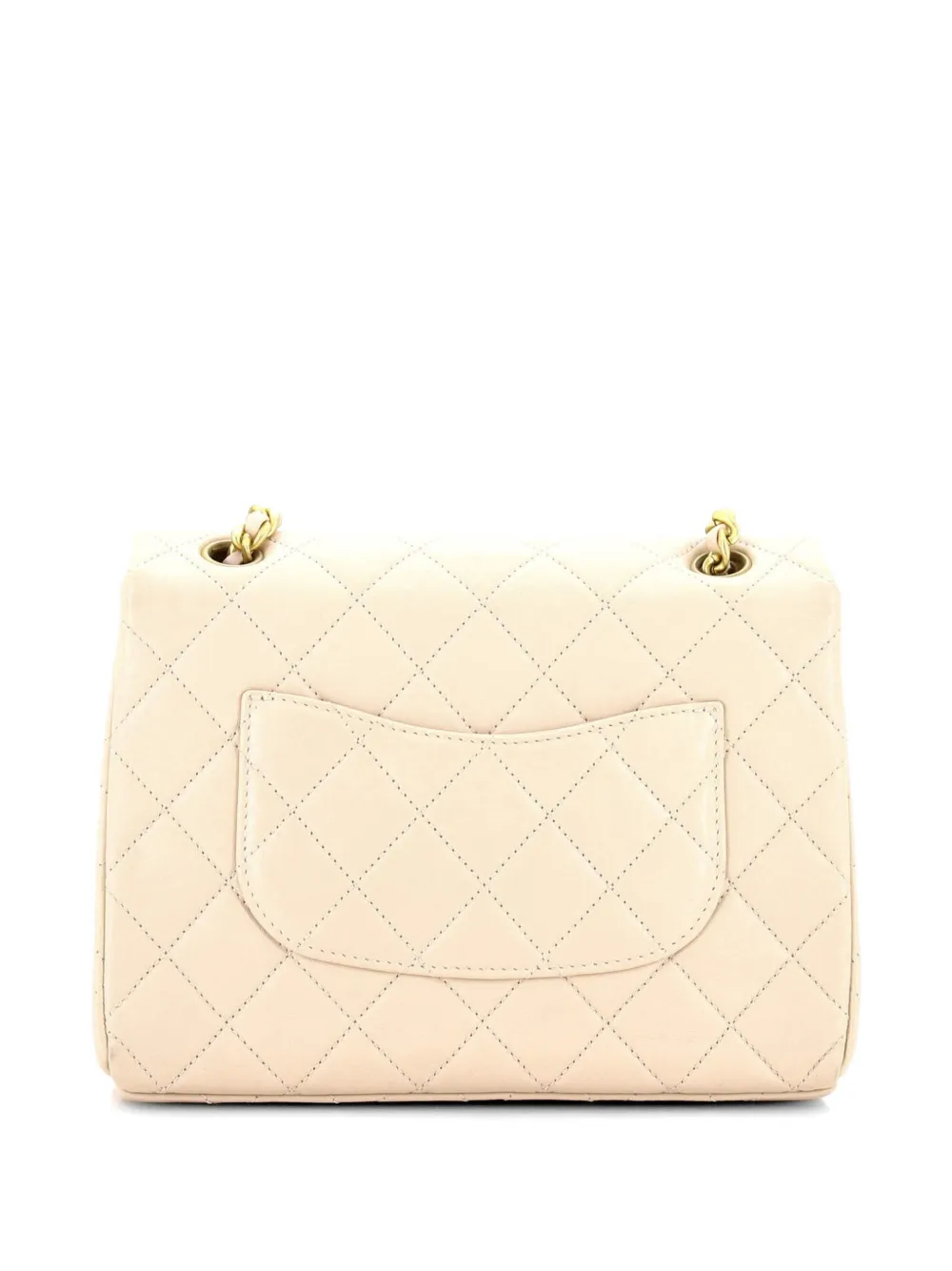  Chanel Pre-owned Logo Letters Chanel Touch Chain Flap Bag Quilted Lambskin Medium Crossbody Bag - Neutrals 
