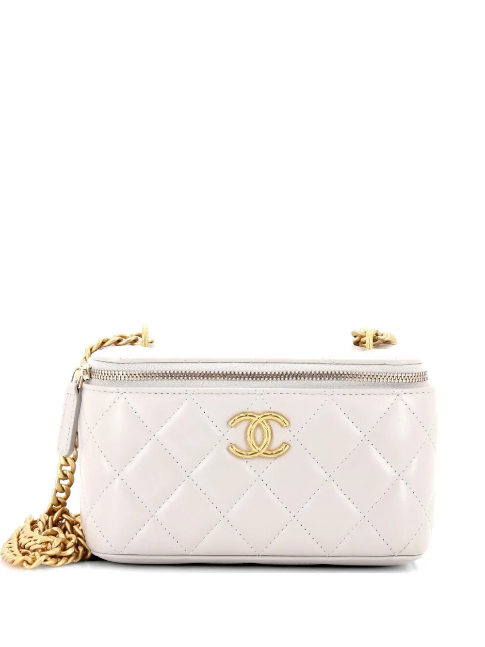 CHANEL Pre-Owned Pillow Crush Vanity Case with Chain Quilted Lambskin crossbody bag - Grigio