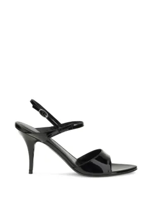 Saint Laurent ロゴヒール サンダル | ブラック | FARFETCH JP