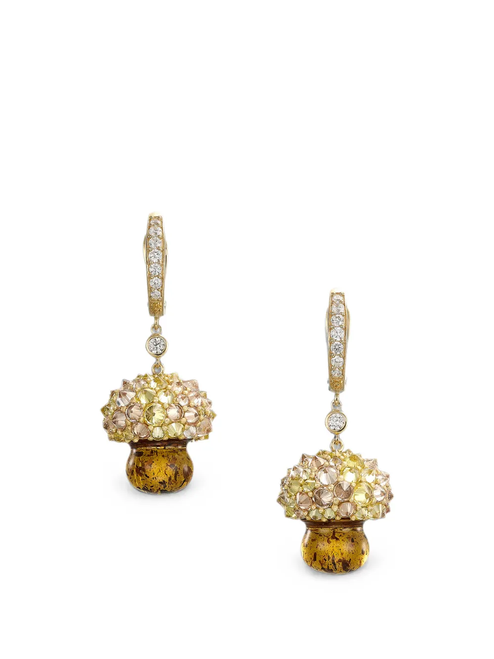 Anabela Chan Amber Virosa diamond earrings - women - 18kt Yellow Gold Vermeil/Anodized Aluminum/14kt Yellow Gold/Lab-Grown Simulated Canary Diamo...