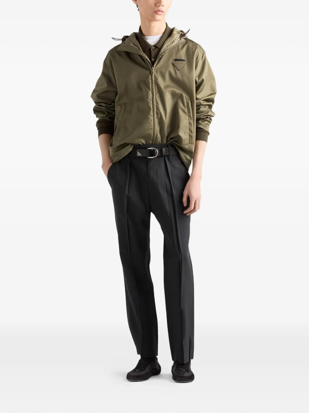  Prada Long-sleeved Superfine Wool Polo Sweater - Green 