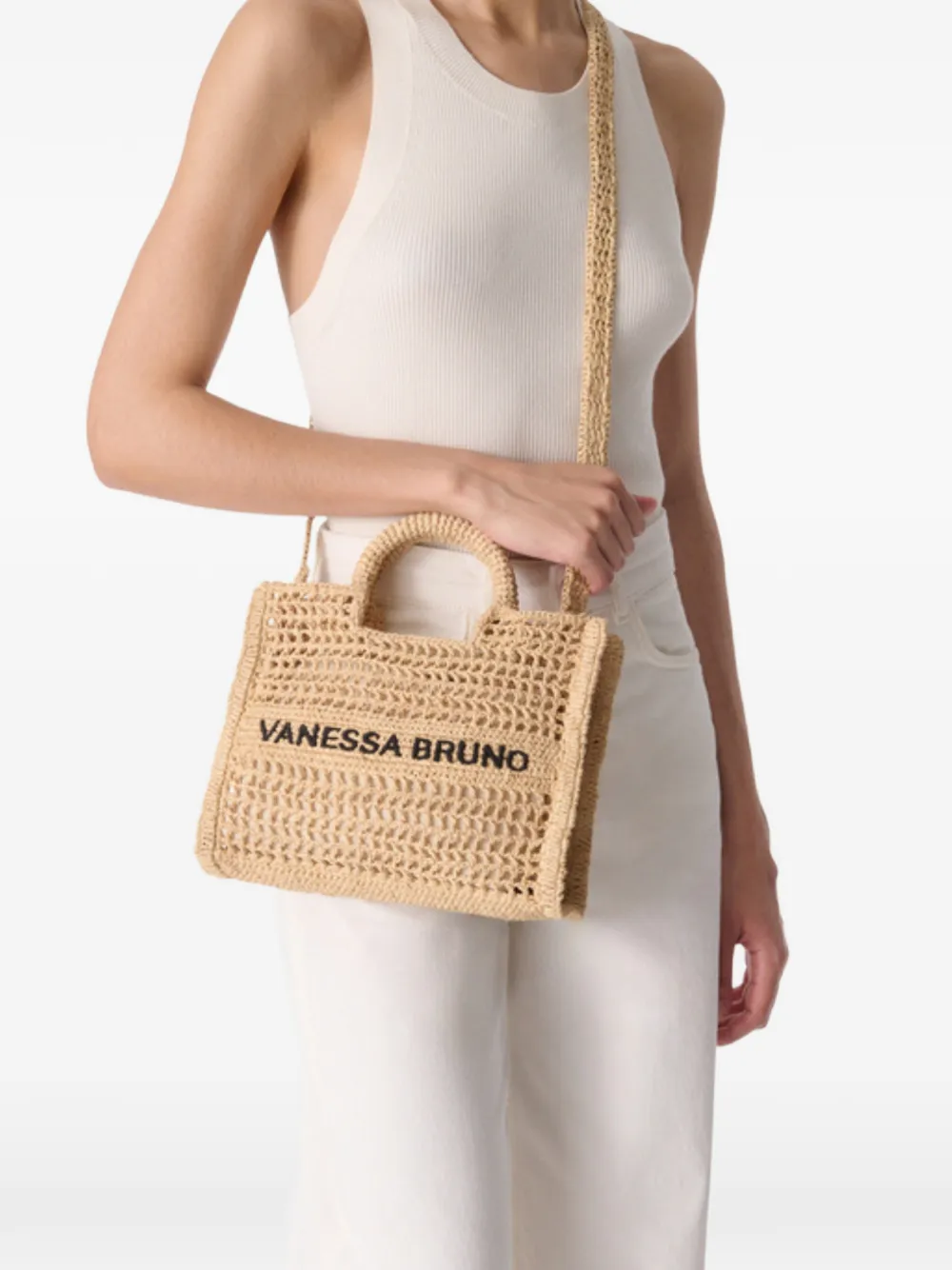  Vanessa Bruno Small Openwork Top-handle Tote Bag - Neutrals 