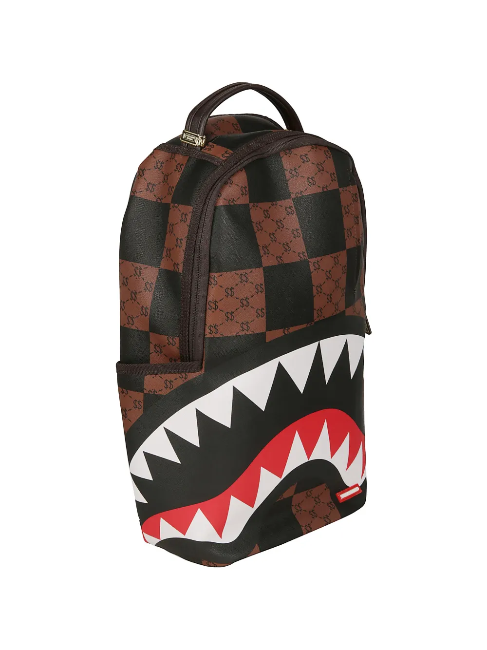  Sprayground Enlarged Check Shark-print Backpack - Brown 