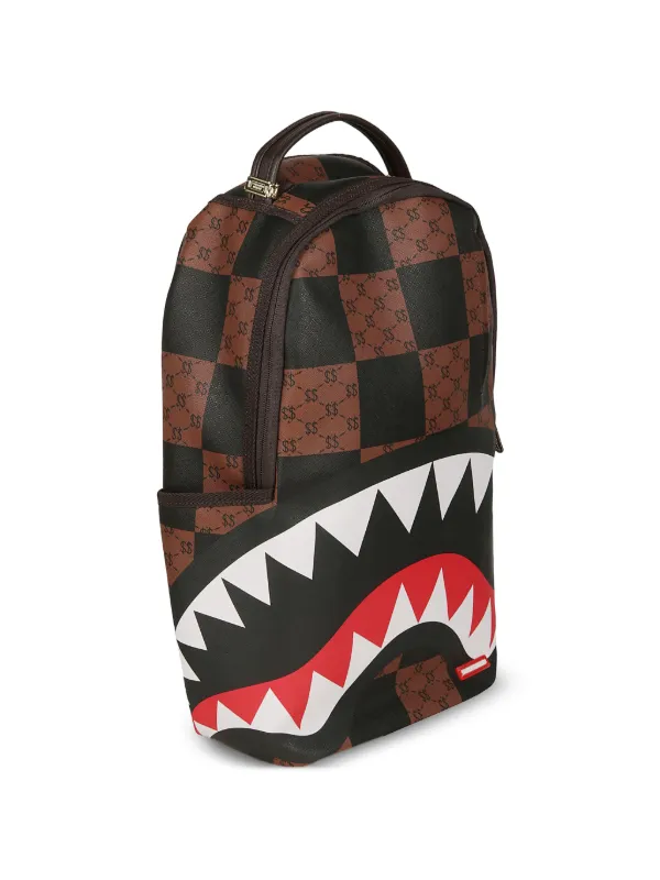 Sprayground Enlarged Check shark-print Backpack | Brown | FARFETCH IL