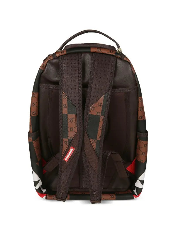 Sprayground Enlarged Check shark-print Backpack | Brown | FARFETCH