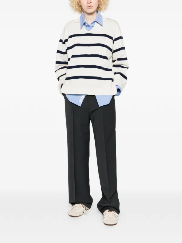 Maison Kitsuné ストライプ オープンカラーセーター | ニュートラル