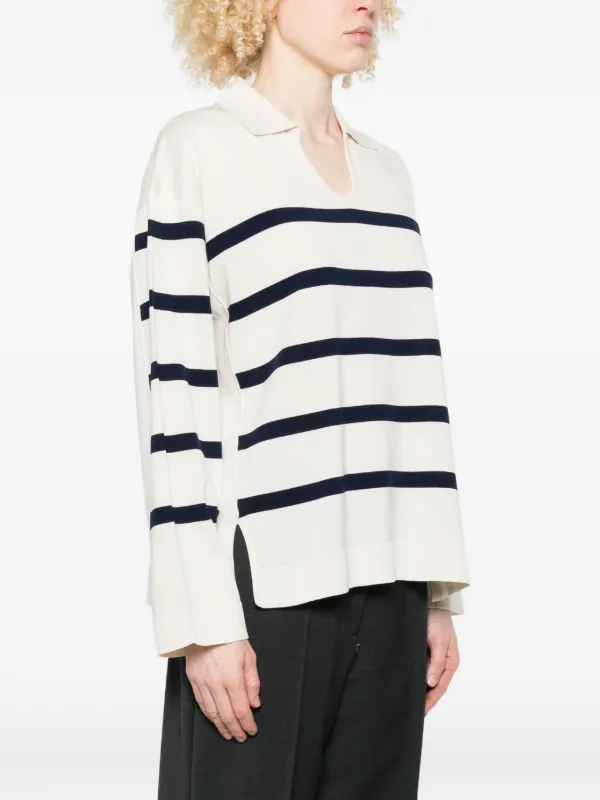 カーさん専用　MAISON KITSUNÉ ストライプセーター Maison Kitsuné ストライプ オープンカラーセーター | ニュートラル