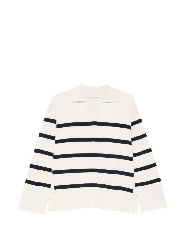Maison Kitsuné ストライプ オープンカラーセーター | ニュートラル