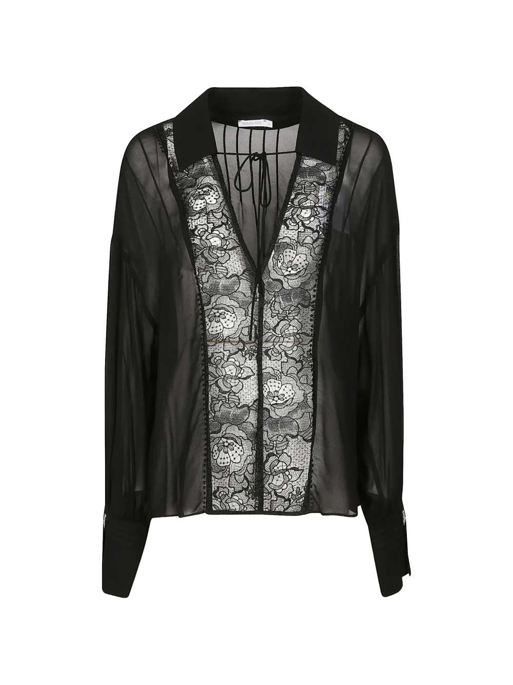 Patrizia Pepe lace long-sleeves blouse - Nero