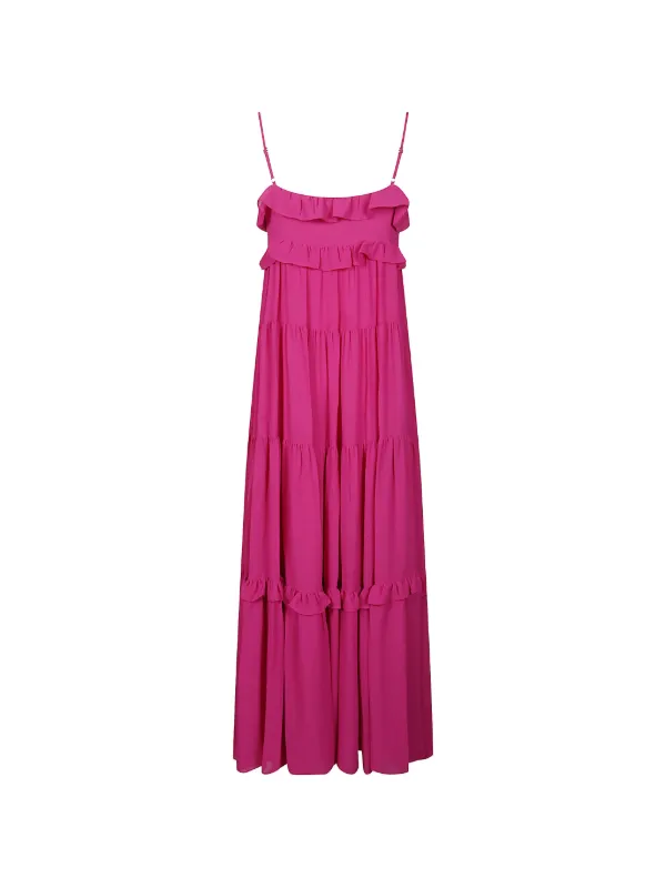 mk pink dress Michael Kors tiered-ruffles Midi Dress | Pink