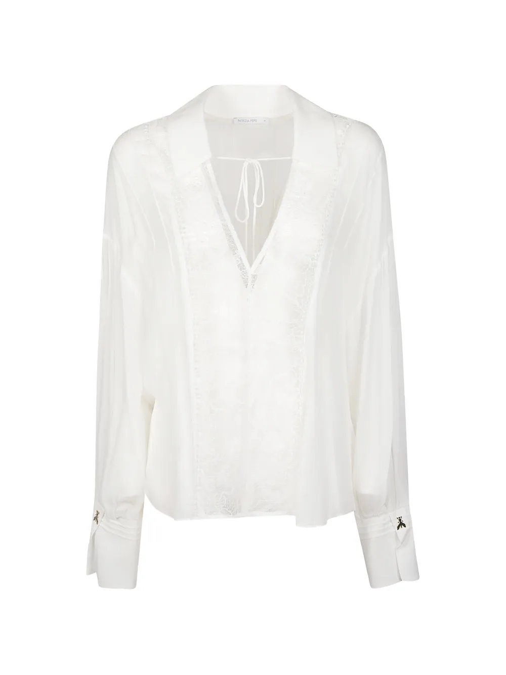Patrizia Pepe lace-details V-neck blouse - Bianco