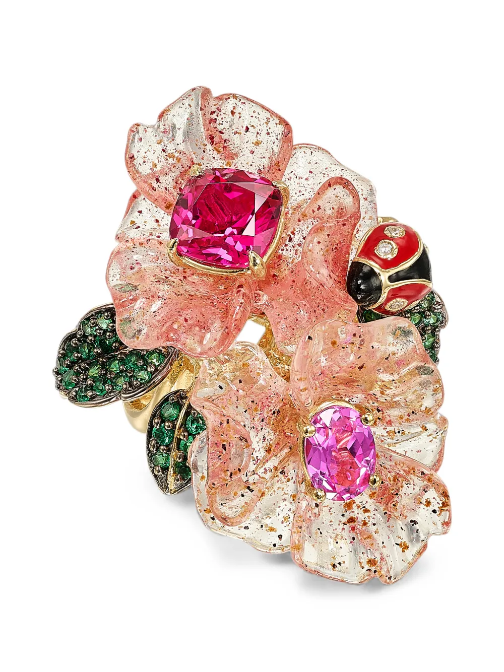 Anabela Chan Anello Beet & Dragonfruit Garden con zaffiro e tsavorite - Oro
