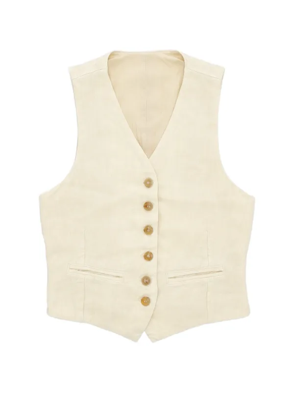 Fortela Button V-neck Waistcoat in Neutrals