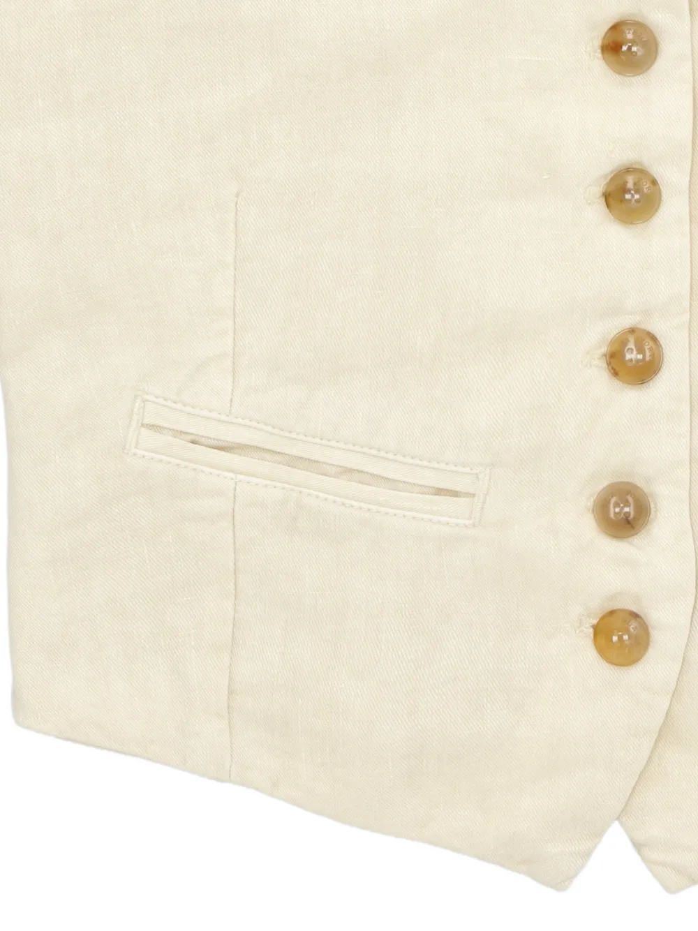 Fortela Gilet met knopen en V-hals Beige
