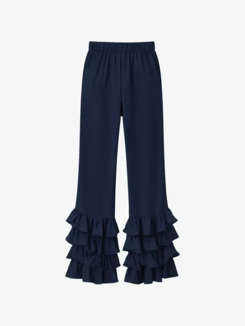 SILK95FIVE ruffled-detail trousers