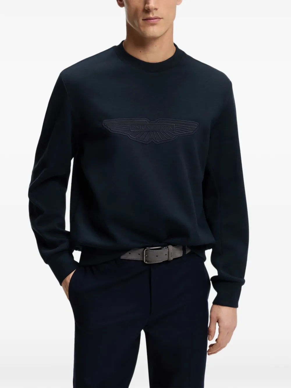 BOSS x Aston Martin sweater met vleugeldetail Blauw